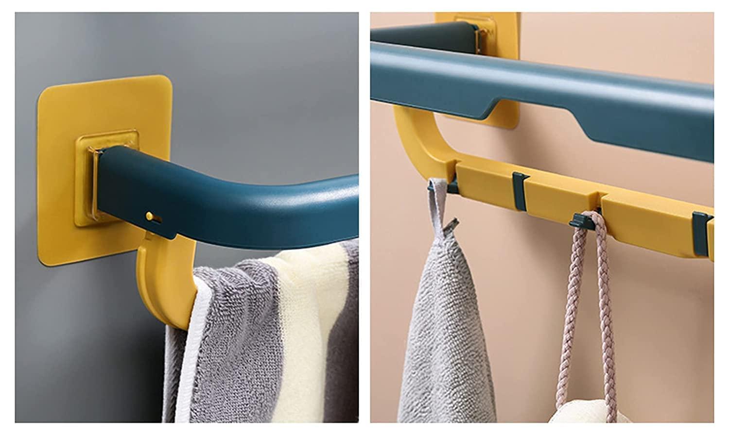 🛋️🛠 Space Saver Towel Holder with Hooks – Perfect for Bathroom & Kitchen!
